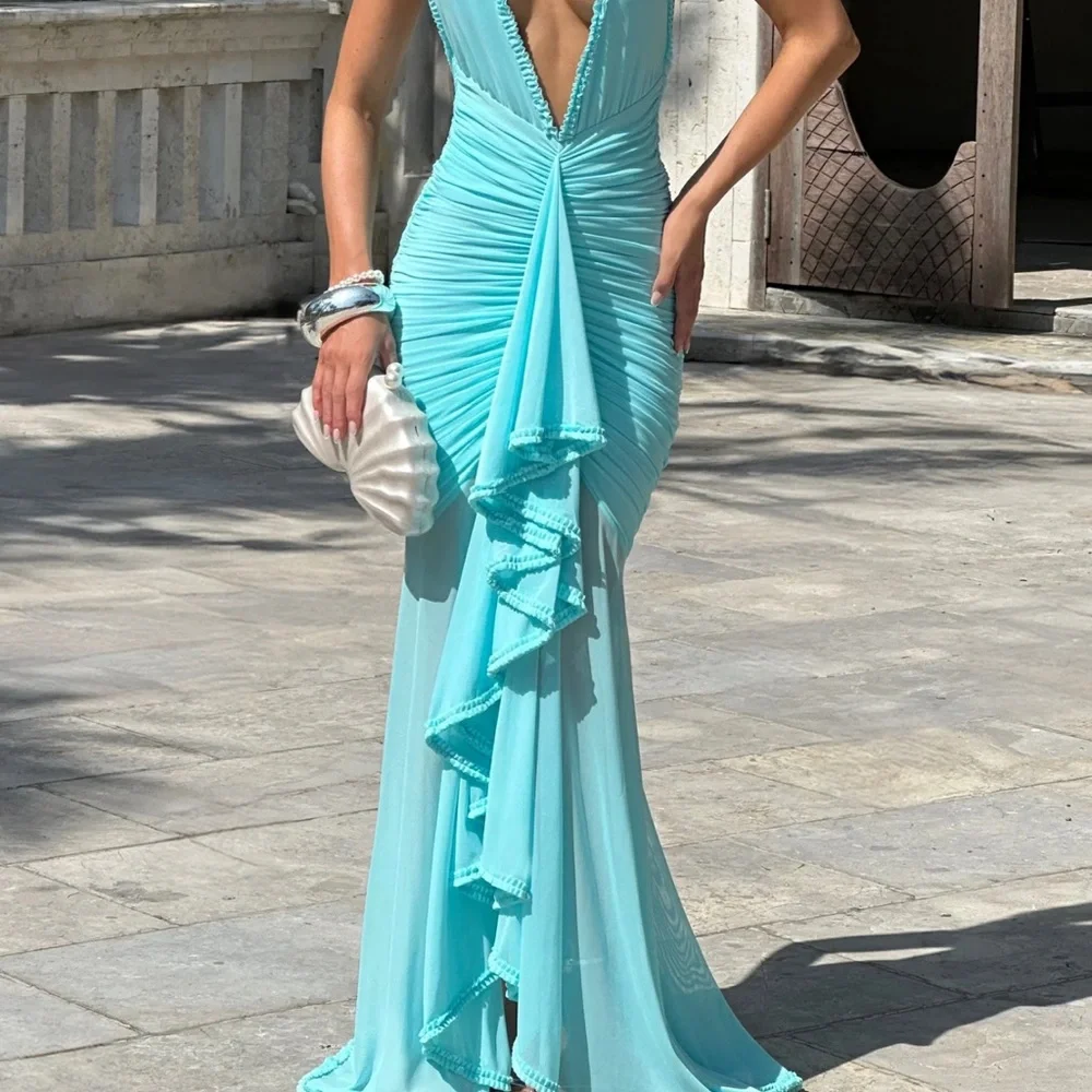 JANESSA MAXI DRESS - AQUA - Picture 3 of 4